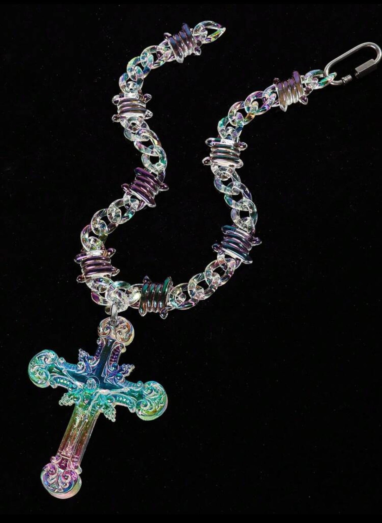Iridescent Cross Necklace
